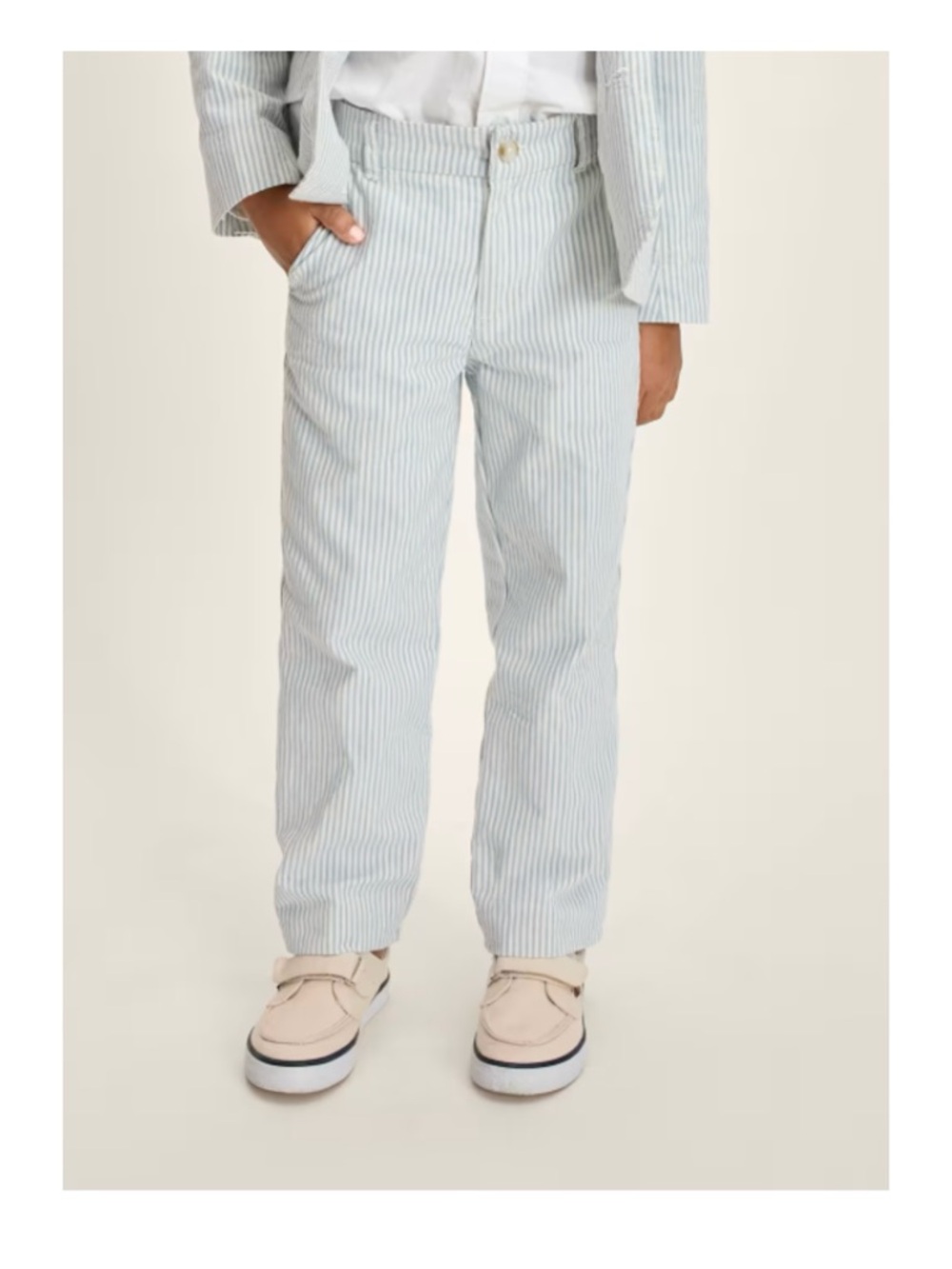 Kids Light Blue Pinstripe Linen Pants